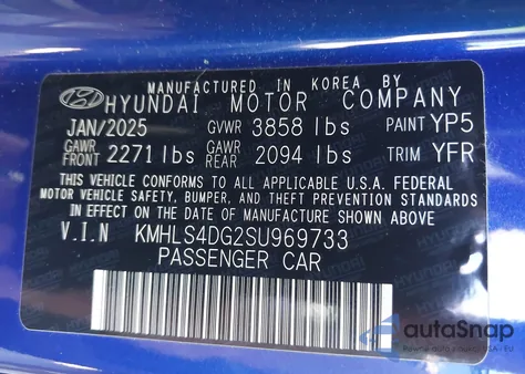 2025 Hyundai Elantra Sel Convenience z USA, uszkodzony, nr VIN KMHLS4DG2SU969733